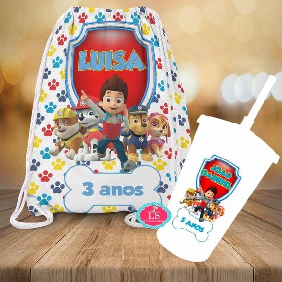 Mochilinha e Copo Twister Patrulha Canina Copo