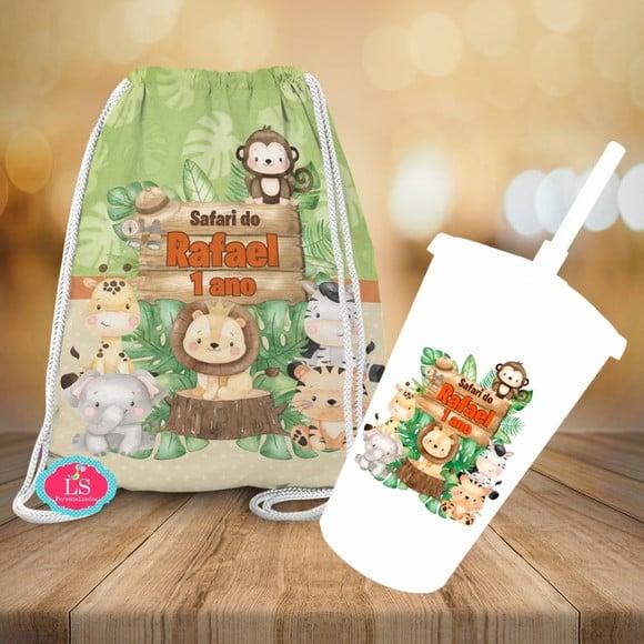 Mochilinha e Copo Twister Safari Baby