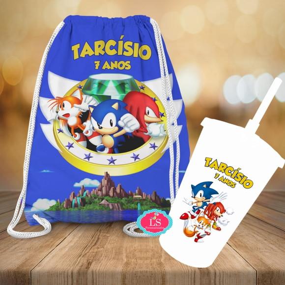 Mochilinha e Copo Twister Sonic