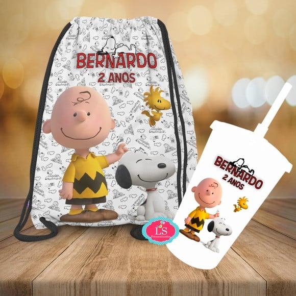 Mochilinha e Copo Twister Snoopy