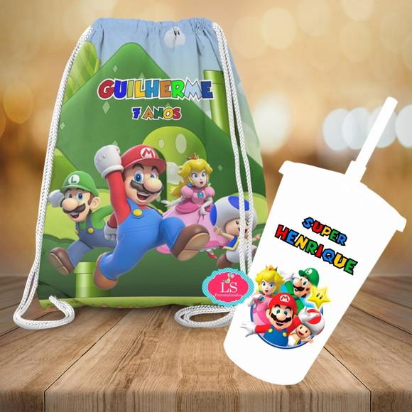 Mochilinha e Copo Twister Super Mario