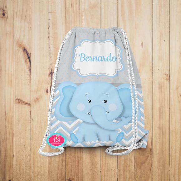 Mochilinha Elefante Azul Cinza