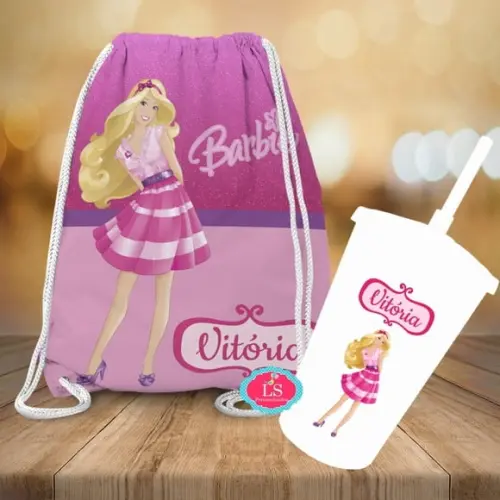Mochilinha e Copo Twister Barbie