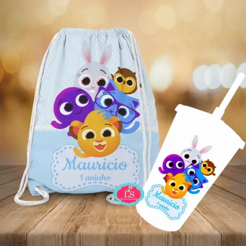 Mochilinha e Copo Twister Bolofofos