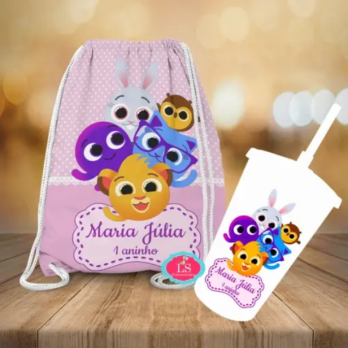 Mochilinha e Copo Twister Bolofofos