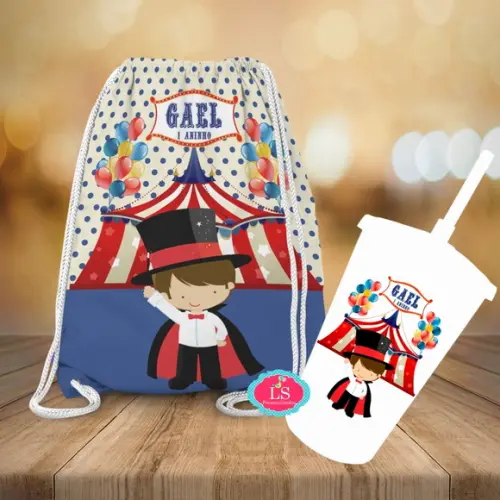 Mochilinha e Copo Twister Circo