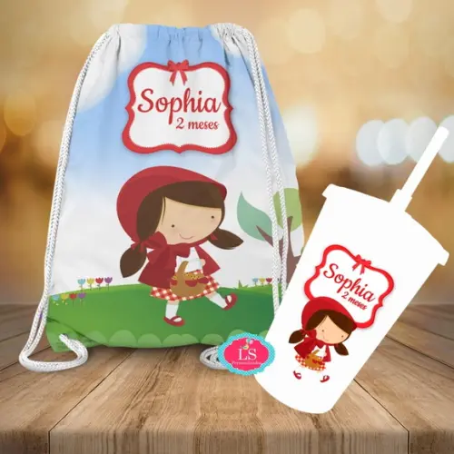 Mochilinha e Copo Twister Chapeuzinho Vermelho
