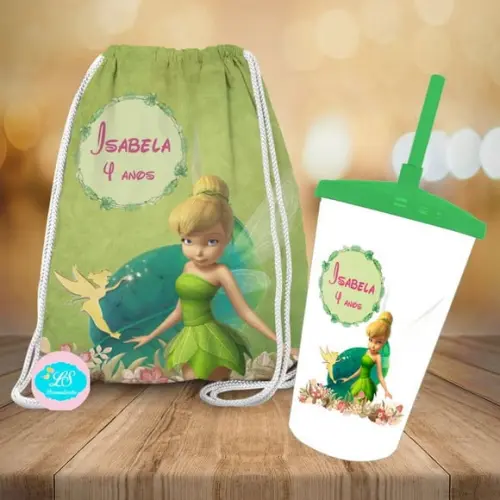 Mochilinha e Copo Twister Fada Tinker Bell