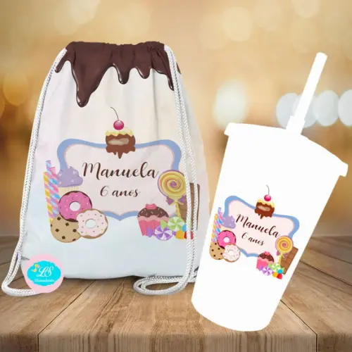 Mochilinha e Copo Twister Doces