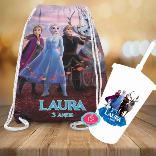 Mochilinha e Copo Twister Frozen 2