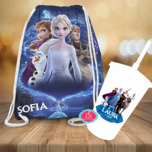 Mochilinha e Copo Twister Frozen 2