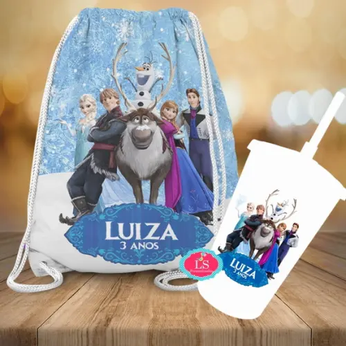 Mochilinha e Copo Twister Frozen 2