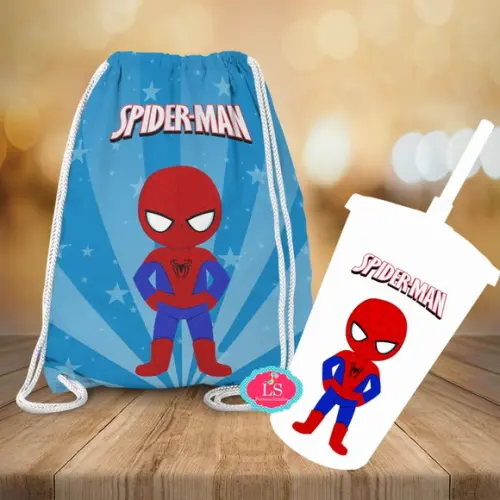 Mochilinha e Copo Twister Homem Aranha