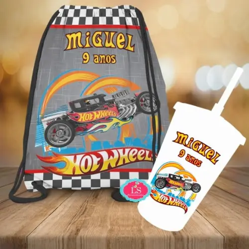 Mochilinha e Copo Twister Hot Wheels