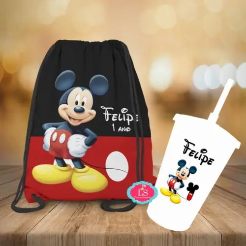 Mochilinha e Copo Twister Mickey