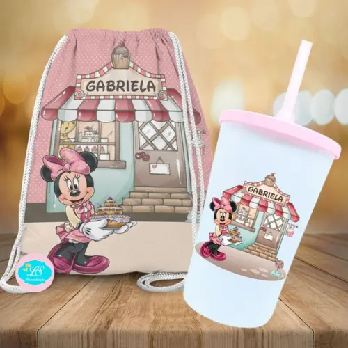 Mochilinha e Copo Twister Mickey Confeiteiro