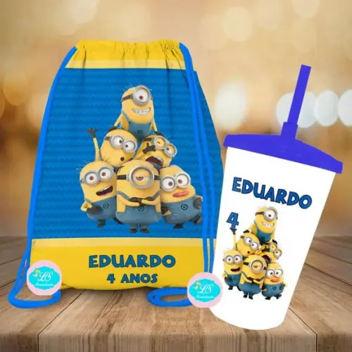 Mochilinha e Copo Twister Minions