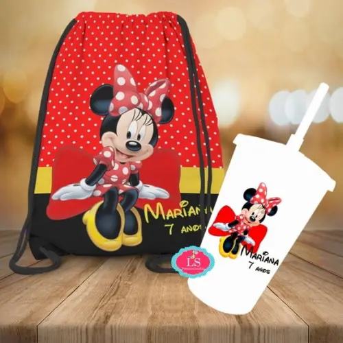 Mochilinha e Copo Twister Minnie