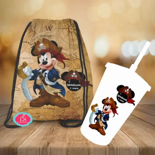 Mochilinha e Copo Twister Mickey Pirata