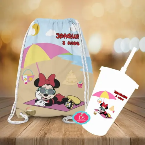 Mochilinha e Copo Twister Mickey Praia