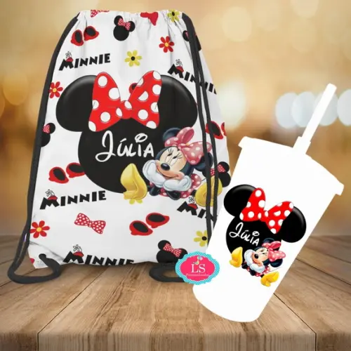 Mochilinha e Copo Twister Minnie