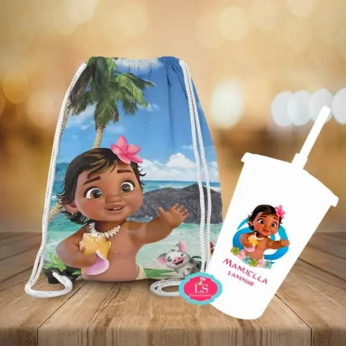 Mochilinha e Copo Twister Moana