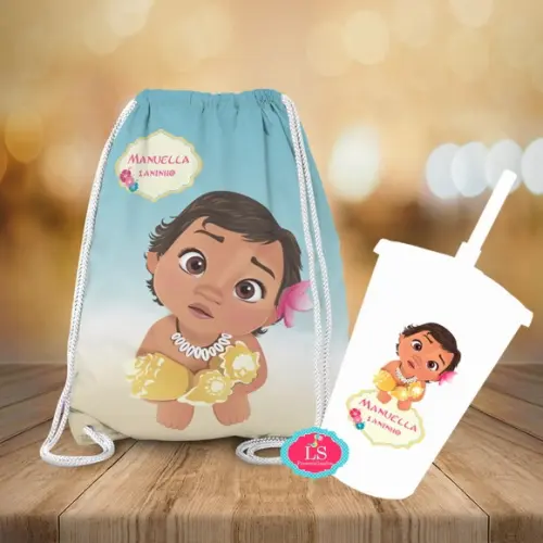 Mochilinha e Copo Twister Moana