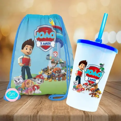 Mochilinha e Copo Twister Patrulha Canina Copo