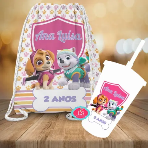 Mochilinha e Copo Twister Patrulha Canina Copo