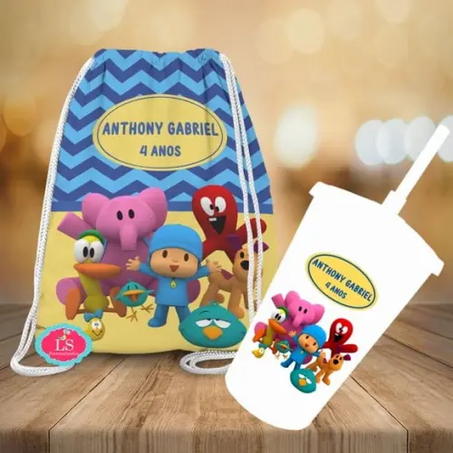 Mochilinha e Copo Twister Pocoyo