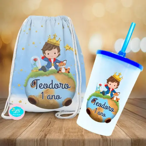 Mochilinha e Copo Twister Pequeno Principe Cute