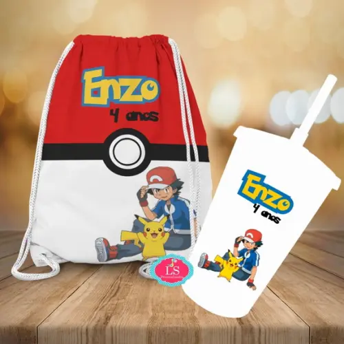 Mochilinha e Copo Twister Pokemon