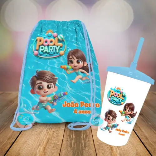 Mochilinha e Copo Twister Pool Party