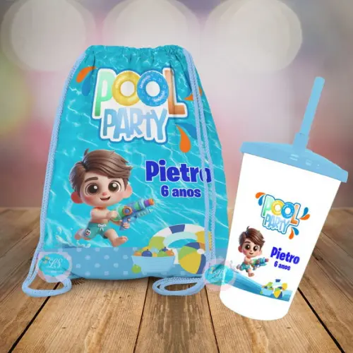 Mochilinha e Copo Twister Pool Party