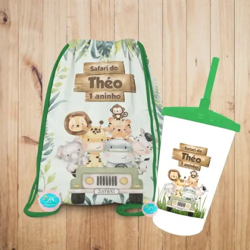 Mochilinha e Copo Twister Safari Baby