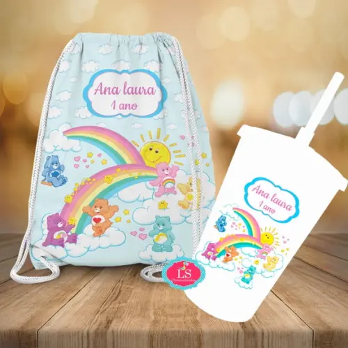 Mochilinha e Copo Twister Ursinhos Carinhosos