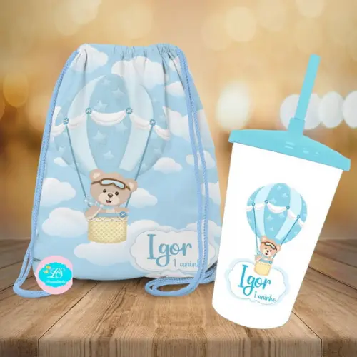 Mochilinha e Copo Twister Urso Baloeiro