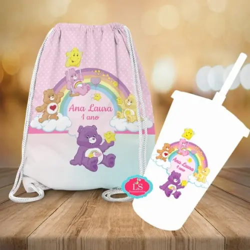 Mochilinha e Copo Twister Ursinhos Carinhosos