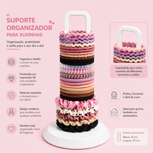 Suporte Organizador para Xuxinhas Elástico de cabelo 3D