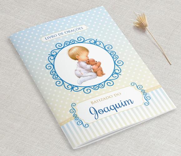 Mini Livrinho de Orações Lembrança Batizado - Menino Ursinho
