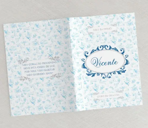 Livrinho De Orações Personalizado Toile Jour Azul