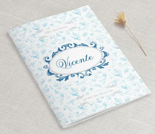 Livrinho De Orações Personalizado Toile Jour Azul