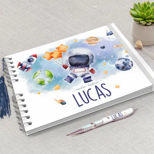 Livro Diario do Bebê Astronauta Aquarela
