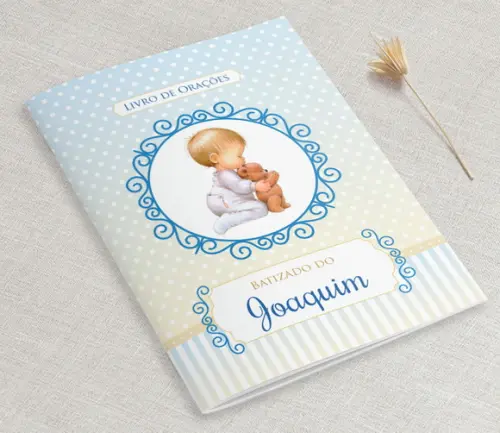 Mini Livrinho de Orações Lembrança Batizado - Menino Ursinho