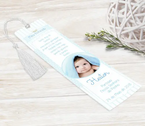 Santinho / Marcador Livro Personalizado com a Foto do Bebê