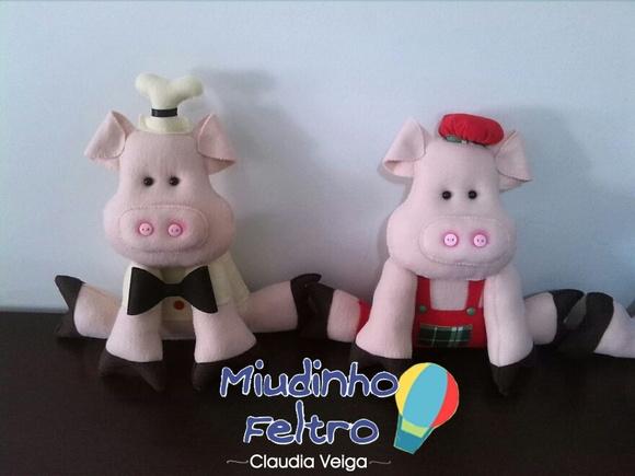 3 Porquinhos em Feltro