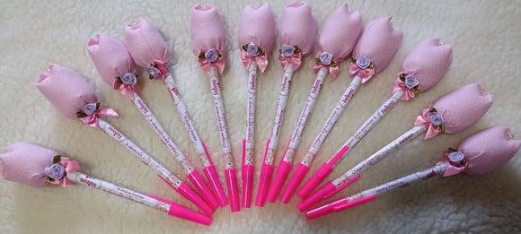 Caneta Personalizada com Tulipa Lembrancinhas