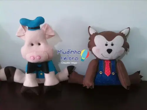 3 Porquinhos em Feltro