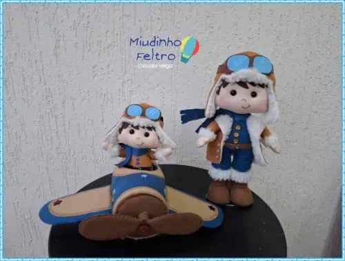 Aviador e Avião em Feltro