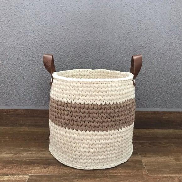Cesto Fio de Malha 30x30 alça de couro Ecológico